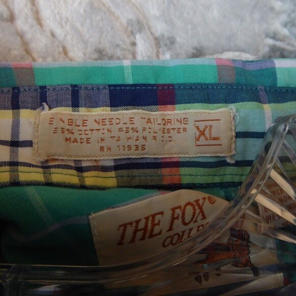 Vintage Fox Collection Shirt Mens Extra Large Plaid Short Sleeve Single Needle - Picture 3 of 14